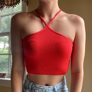 Nikibiki Bright Red Halter Crop Top